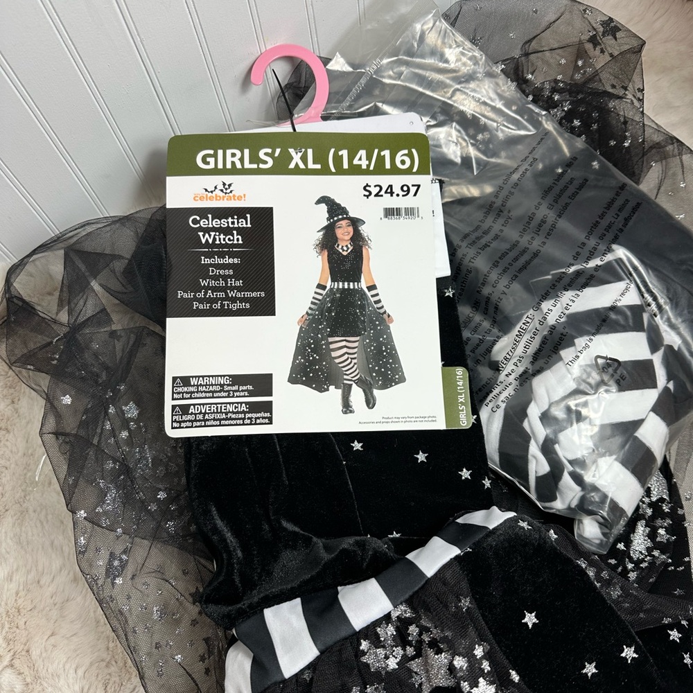 Celestial Witch Costume - Black and Silver Youth 14/16